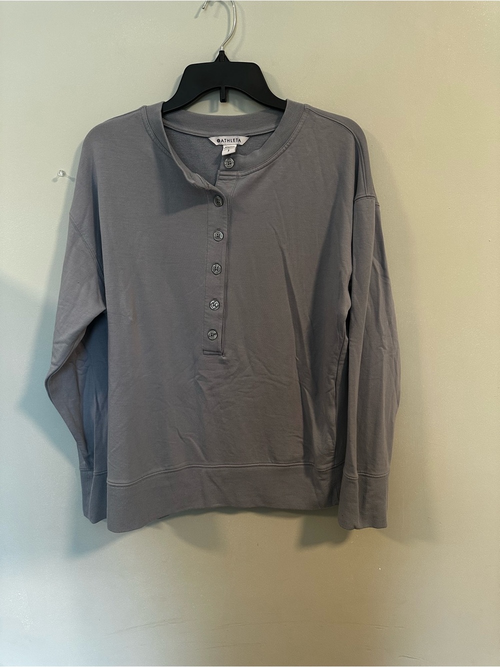 Athleta Women's Gray Button-Front Henley Sweatshirt